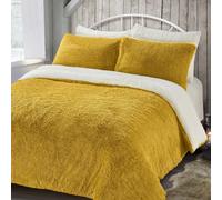 Velosso Ochre Alaska Faux Fur Duvet Cover And Pillowcase Set Super King