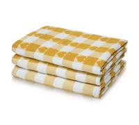 Velosso Ochre Hearts Check Cotton Tea Towel 50Cm X 70Cm