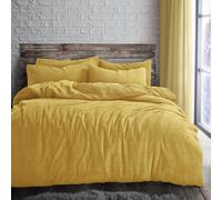 Velosso Ochre Plain Teddy Fleece Duvet Cover And Pillowcase Set Double