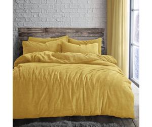 Velosso Ochre Plain Teddy Fleece Duvet Cover And Pillowcase Set King