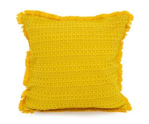 Velosso Ochre Waffle Fringed Filled Cushion 43Cm X 43Cm