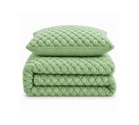 Velosso Olive Chunky Popcorn Faux Rabbit Fur Duvet Cover Set Double