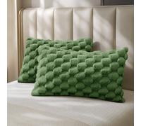 Velosso Olive Chunky Popcorn Faux Rabbit Pillowcase Pair