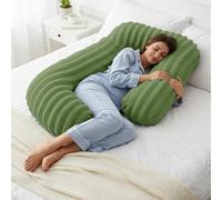 Velosso Olive Jumbo Cord Faux Rabbit Fur Body Pillow 75Cm X 135Cm