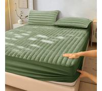 Velosso Olive Jumbo Cord Faux Rabbit Fur Fitted Sheet Single