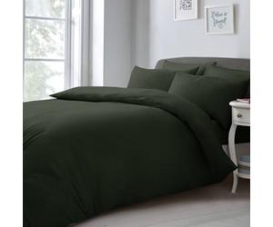 Velosso Olive Microfibre Plain Duvet Cover And Pillowcase Set Single