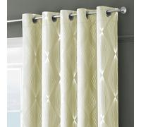 Velosso Onyx Thermal Blackout Ready Made Eyelet Curtains - 117cm x 137cm - Cream
