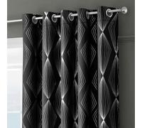 Velosso Onyx Thermal Blackout Ready Made Eyelet Curtains - Black