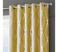 Velosso Onyx Thermal Blackout Ready Made Eyelet Curtains in Mustard | Size: 117 cm width x 137 cm drop Velosso Mustard 117 cm width x 137 cm drop