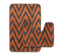 Velosso Orange 2 Piece Chevron Stripe Bath And Pedestal Mat Set
