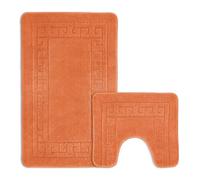 Velosso Orange 2 Piece Greek Key Bath And Pedestal Mat