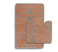 Velosso Orange 2 Piece Luxe Greek Key Bath And Pedestal Mat Set