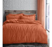 Velosso Orange Plain Teddy Fleece Duvet Cover And Pillowcase Set Super King
