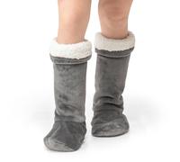 Velosso Oversized Plush Flannel Sherpa Lined Socks in Grey Velosso Grey One Size