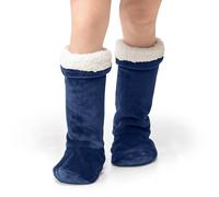 Velosso Oversized Plush Flannel Sherpa Lined Socks in Navy Velosso Navy One Size