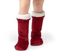 Velosso Oversized Plush Flannel Sherpa Lined Socks in Red Velosso Red One Size