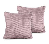 Velosso Pack of 2 Chevron Pattern Cushion Covers with Zip Closing - Soft Polyester Faux Fur Decorative Pillows for Sofa Bed 18x18 with Zip Closing (43x43cms, Mauve)