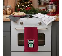 Velosso Penguins 3 Pack Cotton Christmas Embroidered Tea Towels 70Cm X 40Cm