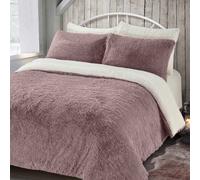 Velosso Pink Alaska Faux Fur Duvet Cover And Pillowcase Set Single