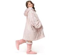 Velosso Pink Foil Printed Sherpa Lined Oversized Hoodie Blanket