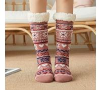 Velosso Pink Nordic Pair Christmas Sherpa Lined Socks