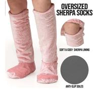 Velosso Pink Oversized Crushed Velvet Sherpa Lined Socks