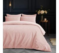 Velosso Pink Savannah Embossed Leaf Pattern Duvet Cover And Pillowcase Set Super King