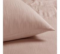 Velosso Pink Washed Linen Look Duvet Cover And Pillowcase Set Double