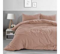 Velosso Pink Washed Linen Look Duvet Cover And Pillowcase Set Single