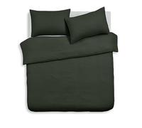 Velosso Plain Dye Double Duvet Cover Set, Soft 3 Piece Bedding Set with 2 Pillowcases, Button Closure (Olive)