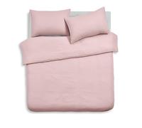 Velosso Plain Dye Double Duvet Cover Set, Soft 3 Piece Bedding Set with 2 Pillowcases, Button Closure (Pink)