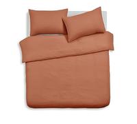 Velosso Plain Dye King Size Duvet Cover Set, Soft 3 Piece Bedding Set with 2 Pillowcases, Button Closure (Orange Rust)