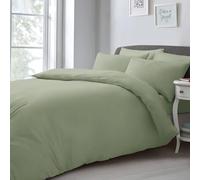 Velosso Plain Dye King Size Duvet Cover Set, Soft 3 Piece Bedding Set with 2 Pillowcases, Button Closure (Sage Green)