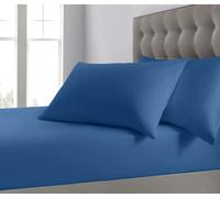 Velosso Plain Dyed Cotton Blend Fitted Sheet - Blue - Super King