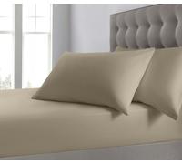 Velosso Plain Dyed Cotton Blend Fitted Sheet - Latte - Super King