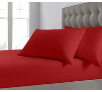 Velosso Plain Dyed Cotton Blend Fitted Sheet - Red - Super King