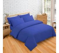Velosso Plain Dyed Polycotton Duvet Cover Set With Button Enclosure, Easy Care, Machine Washable - Blue