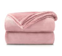 Velosso Plain Flannel Faux Blanket with Soft Touch in Pink | Size: 150 cm x 200 cm Velosso Pink 150 cm x 200 cm