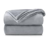 Velosso Plain Flannel Faux Blanket with Soft Touch in Silver | Size: 150 cm x 200 cm Velosso Silver 150 cm x 200 cm