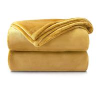 Velosso Plain Flannel Faux Blanket with Soft Touch in Yellow | Size: 150 cm x 200 cm Velosso Yellow 150 cm x 200 cm