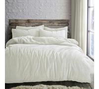 Velosso Plain Teddy Fluffy and Warm Fleece Duvet Cover Set - Cream - Double