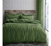 Velosso Plain Teddy Fluffy and Warm Fleece Duvet Cover Set - Olive - Double