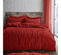 Velosso Plain Teddy Fluffy and Warm Fleece Duvet Cover Set - Red - King