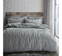 Velosso Plain Teddy Fluffy and Warm Fleece Duvet Cover Set - Silver - King