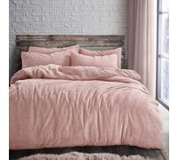Velosso Plain Teddy Warm And Cosy Duvet Cover And Pillowcase Set - Pink