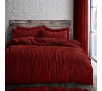 Velosso Plain Teddy Warm & Cosy Duvet Cover & Pillowcase Set in Dark Red | Size: Single Velosso Dark Red Single