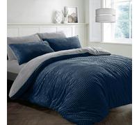 Velosso Plush Corduroy Teddy Fluffy and Warm Fleece Duvet Cover Set - Navy - Double