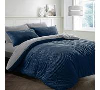 Velosso Plush Corduroy Teddy Fluffy and Warm Fleece Duvet Cover Set - Navy - Single