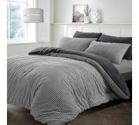 Velosso Plush Corduroy Teddy Fluffy and Warm Fleece Duvet Cover Set - Silver - Single