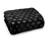 Velosso Plush Popcorn Effect Throw Blanket - Faux Fur Cosy Blanket in Black | Size: 125 cm x 150 cm Velosso Black 125 cm x 150 cm